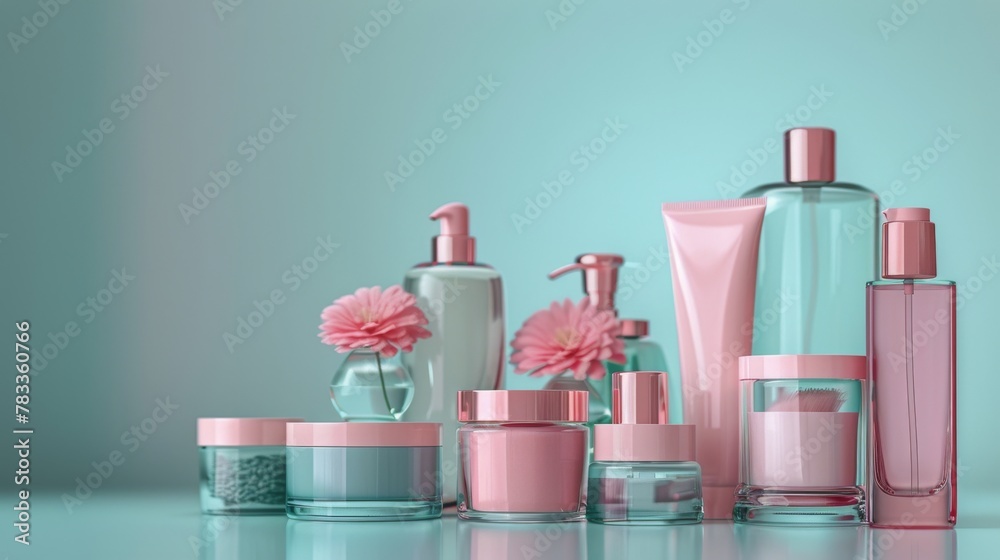 Fototapeta premium Diverse Array of Cosmetics on a Table