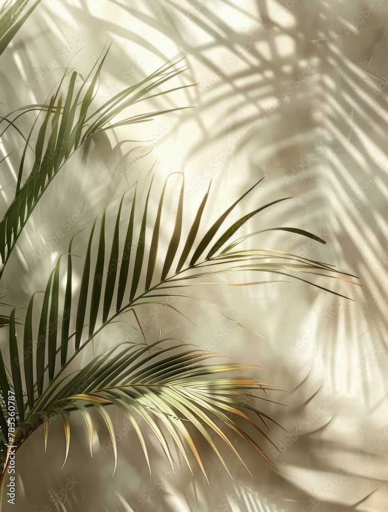 Obraz premium Palm Tree Casting Shadow on Wall