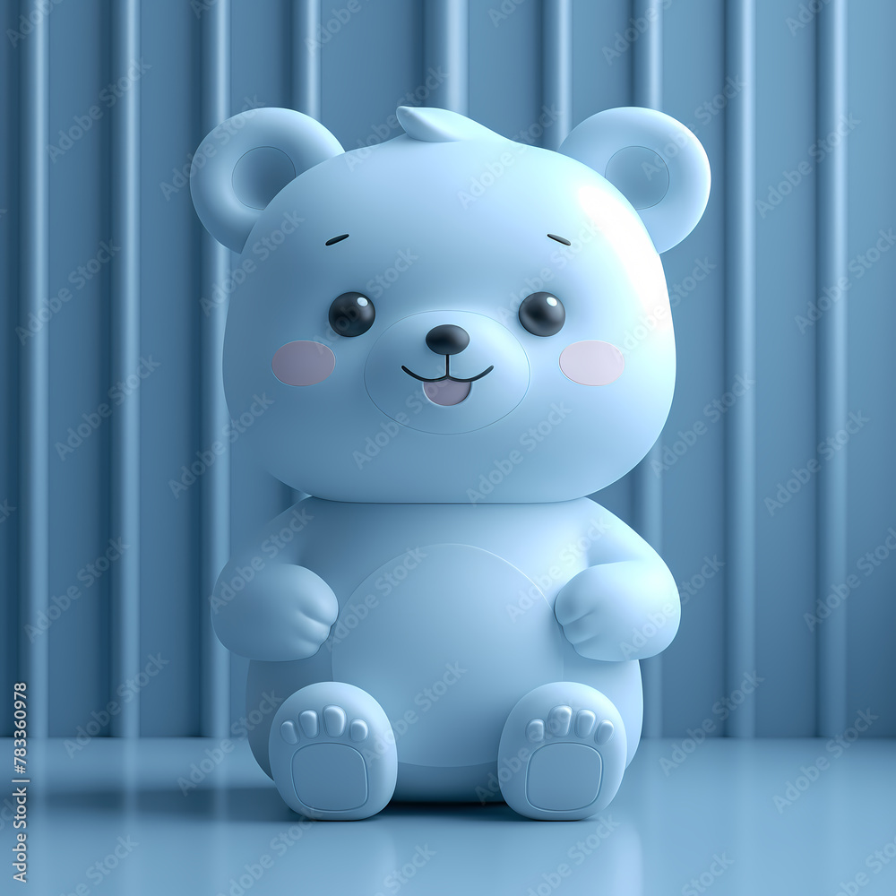 Obraz premium A cute and happy baby bear 3d illustration