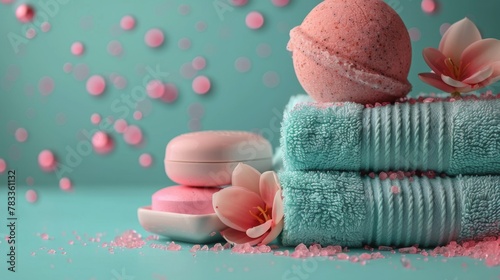 Stack of Towels With Pink Flowers