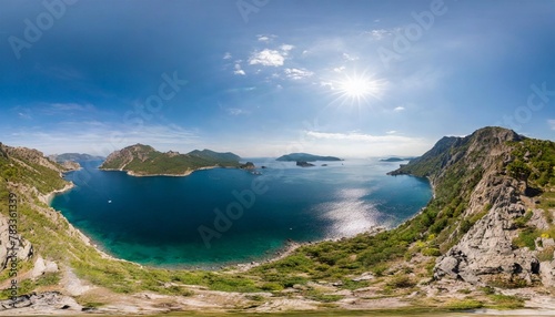 archipelago sea bay hdri environment map round panorama spherical panorama equidistant projection 360 high resolution panorama 3d rendering