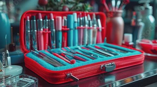 Red and Blue Tool Case Filled With Various Tools