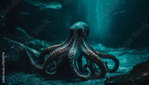 selective image of common octopus wildlife animal generative ai photo
