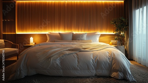 Bed With White Comforter and Pillows