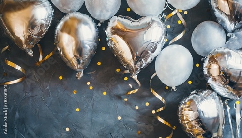 celebration background with silver balloons