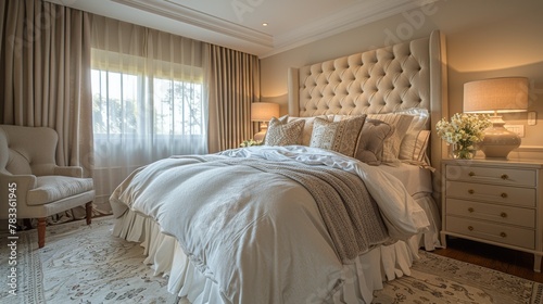 Bed With White Comforter and Pillows