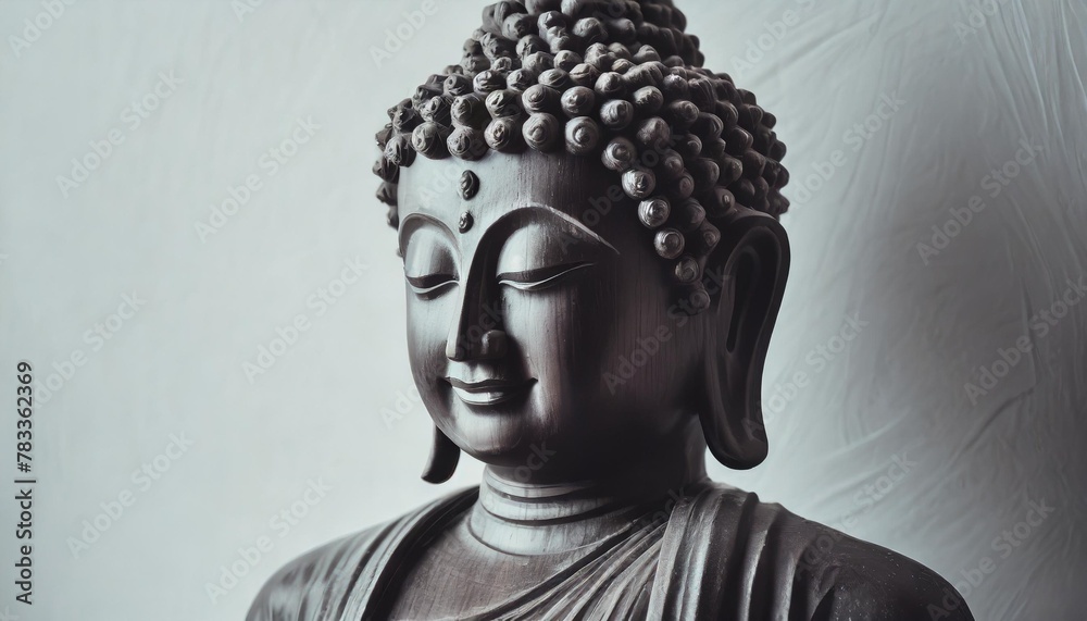 buddha statue on a white background close up