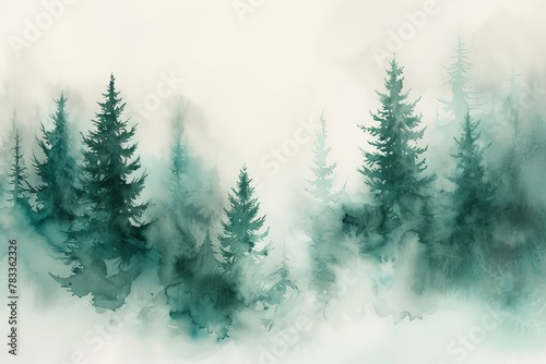 Dense forest with trees painting © BrandwayArt