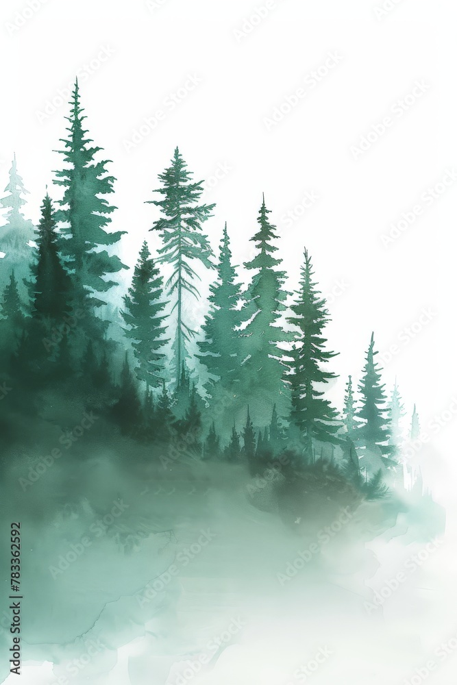 Pine trees in a forest painting Pine trees in a forest painting