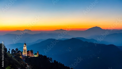 shimla artwork for wall painting and sunset scenary photo