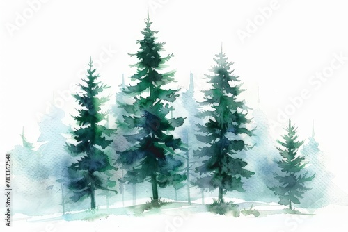 Snowy trees watercolor painting © BrandwayArt
