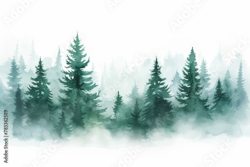 A watercolor painting of a lush forest with trees © BrandwayArt