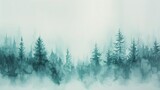 A snowy forest landscape painting