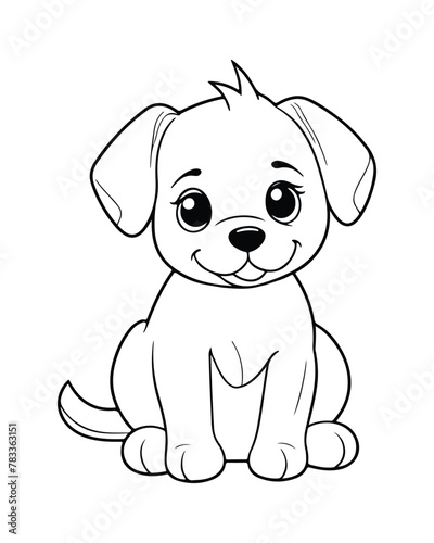 Dog Coloring Page for Kids  Cute Dog Vector  Dog black and white  Dog illustration
