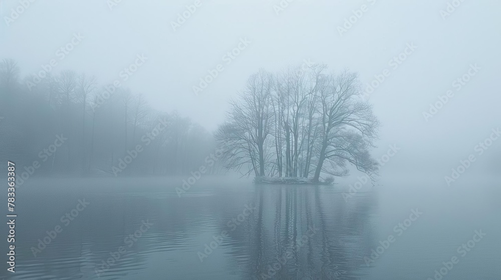 Obraz premium ethereal white fog effect dreamy and mystical atmosphere in soft focus