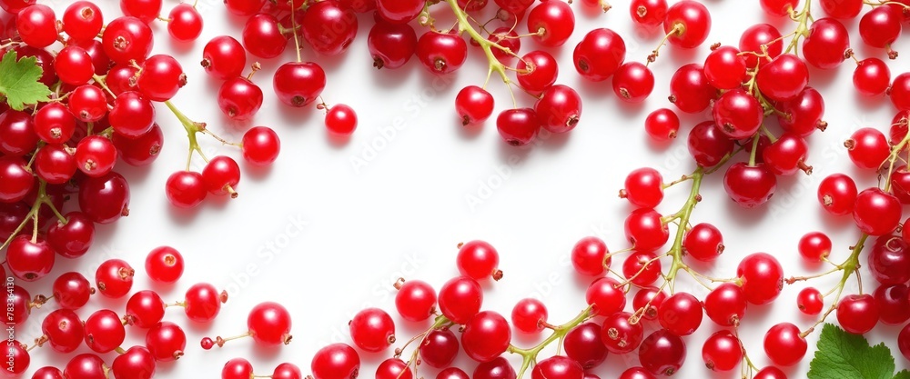 Fresh red currant on white background. Top view Fresh red currant on white background. Top view