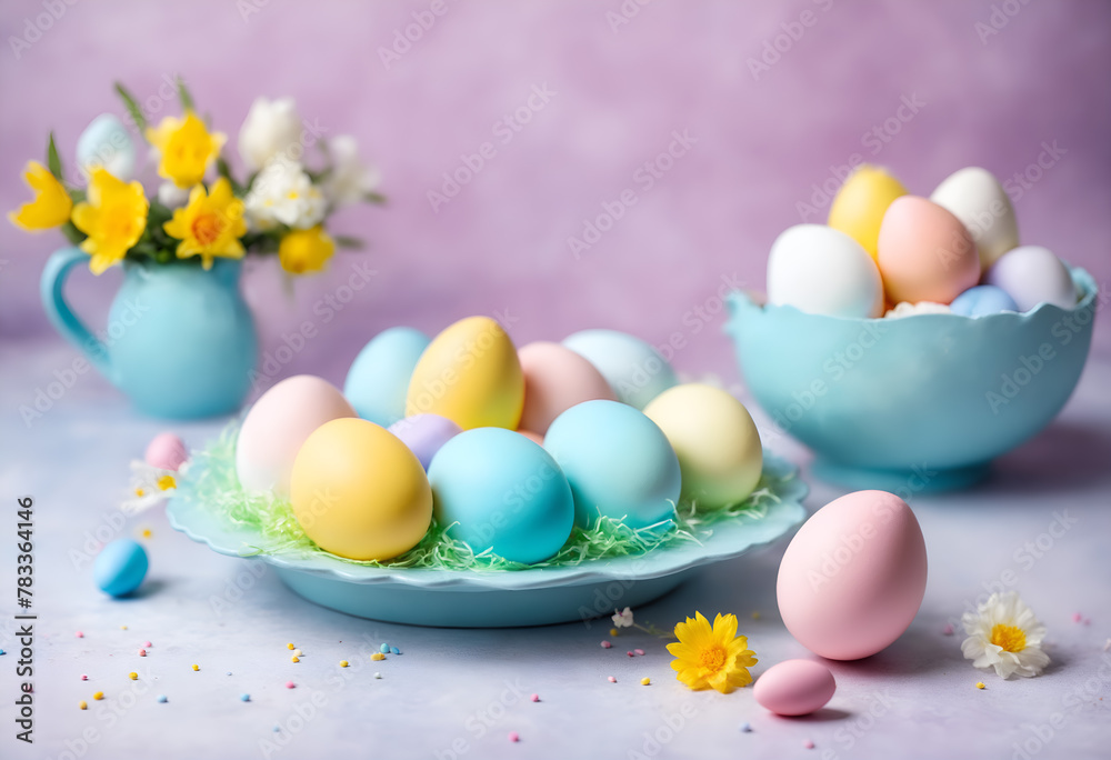 Colorful painted easter eggs