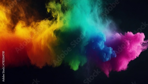 rainbow smoke colored mist ink water rainbow color vapor cloud on dark black abstract wallpaper photo