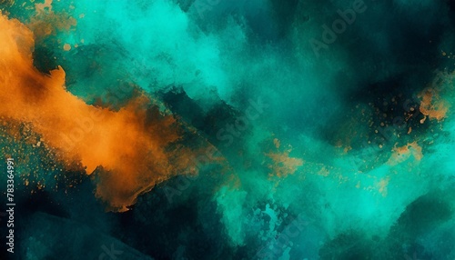teal and orange abstract watercolor background digital painting generative ai
