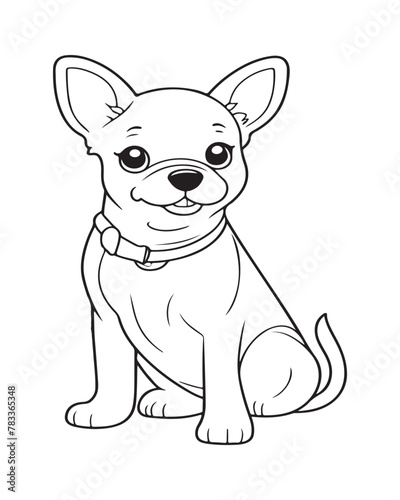 Dog Coloring Page for Kids, Cute Dog Vector, Dog black and white, Dog illustration