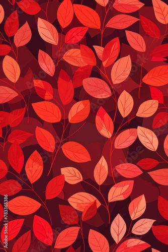 Red background with red leaves