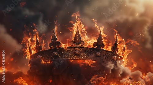fiery medieval kings crown rise and fall of an empire concept digital art