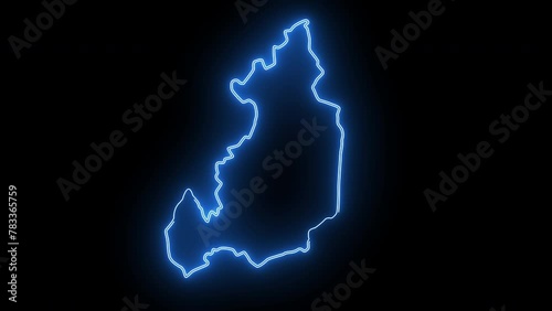 map of Monaragala in Sri Lanka with glowing neon effect photo