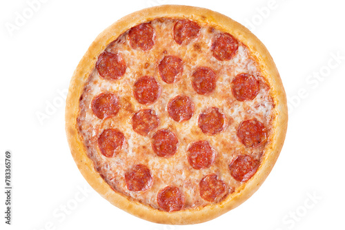 Appetizing Pepperoni Pizza, on a white background, isolate, for a food delivery site,