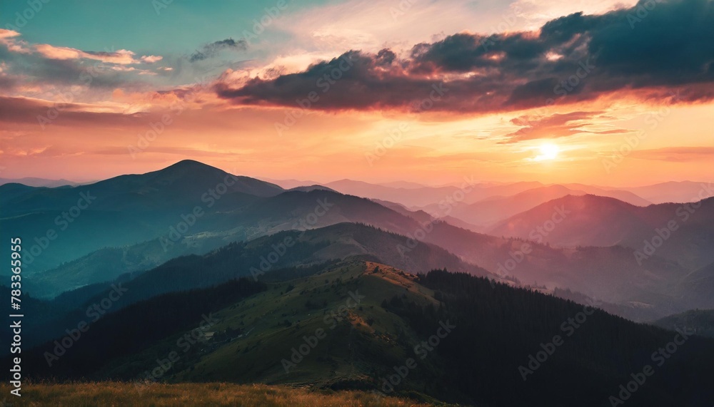 utterly spectacular view of the sunset over the mountain ranges carpathian mountains ukraine