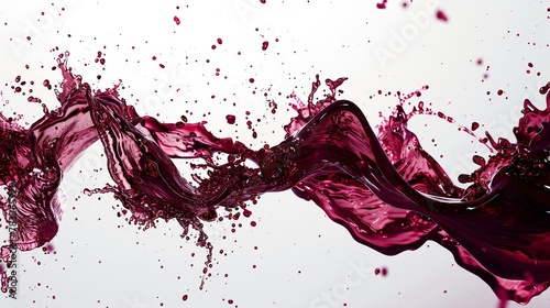 flowing dark red wine splash frozen in abstract futuristic texture on transparent