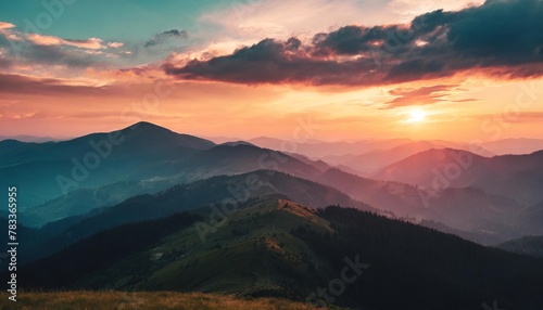 utterly spectacular view of the sunset over the mountain ranges carpathian mountains ukraine