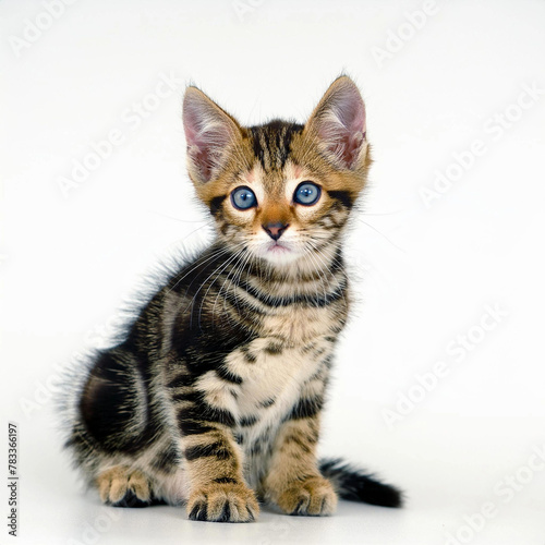 Curious Tabby Kitten with Striking Blue Eyes