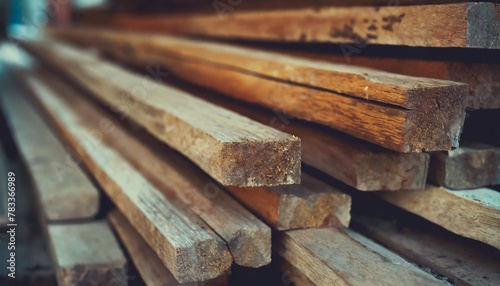wood timber construction material for background and texture close up stack of wooden bars small depth of field