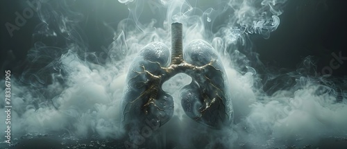 Urban Breathing: Lungs Amidst the Haze. Concept Air Pollution, Urban Environment, Respiratory Health, Clean Air Initiatives, Smog Effects