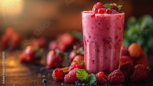 Raspberry Smoothie With Fresh Raspberries