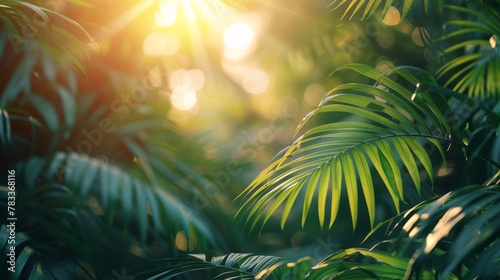 Sun Shining Through Tropical Tree Leaves
