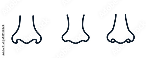 Nose line icon vector illustration. Nose smell human cartoon line icon.