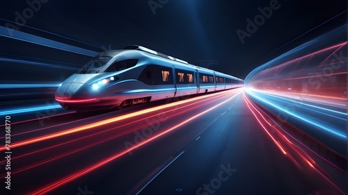 traffic on highway at night, Laser beams are brilliant, abstract, and glittering, isolated on a translucent background. Light trails created by high-speed acceleration on a night road. Light moving ra