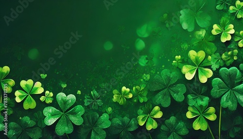st patricks day banner border with lucky clover leaves on green background with copy space st patrick s day concept shamrocks irish holiday symbol templates for celebration ads greeting card