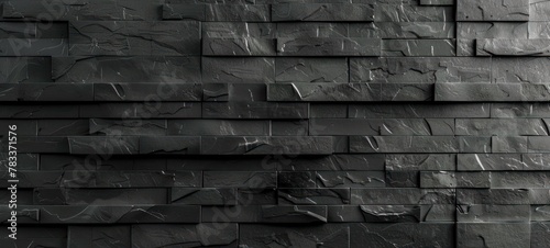 Black brick wall dark stone texture. Black stone wall background texture  black block marble wall texture and background. design interior.