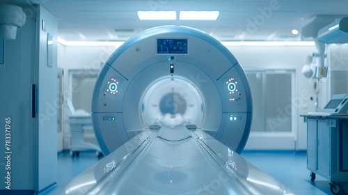 MRI Scanning Machine in Modern Medical Facility for Brain Health Analysis and Diagnostics