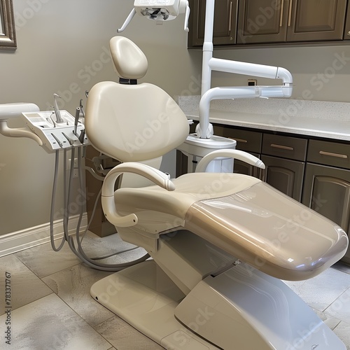 Modern Dental Chair for Comprehensive Oral Treatments and Examinations in a Healthcare Facility
