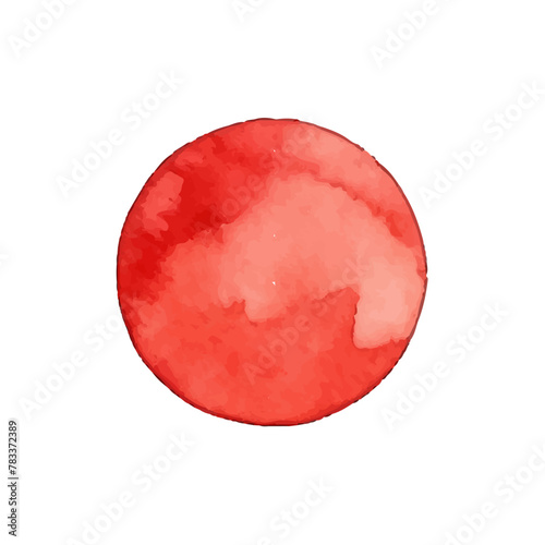 Red watercolor circle stain paint brush. Grunge red watercolor texture blob label ink round vector background.