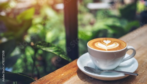 coffee latte in coffee shop cafe generative ai
