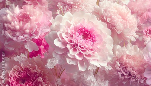 virtual flowers and petals in pink hues for interior design and textile industry