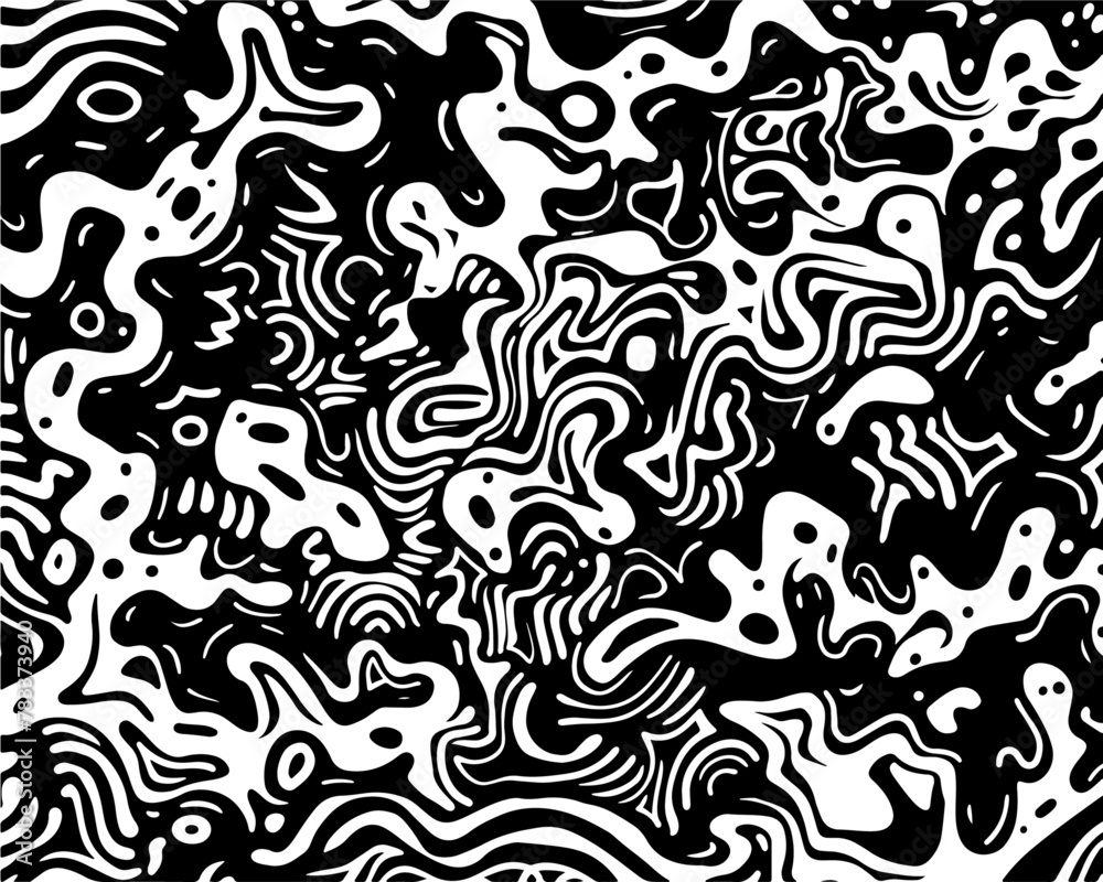 Editable vector abstract doodle spiral background overlay. Change to any size or colour