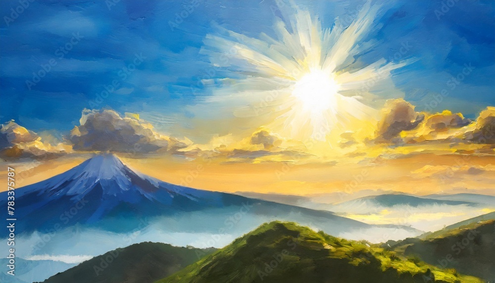 sky sun and clouds digital painting hand painted by vita