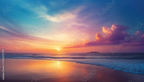 sky blue with cloud background vector horizon beach sunset with yellow pink orange pastel in spring panorama beautiful nature morning sunrise sky in summer banner landscape background © Kendrick