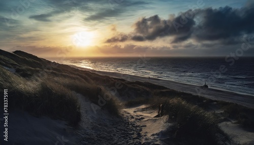 dune beach at sunset on the island of sylt schleswig holstein germany