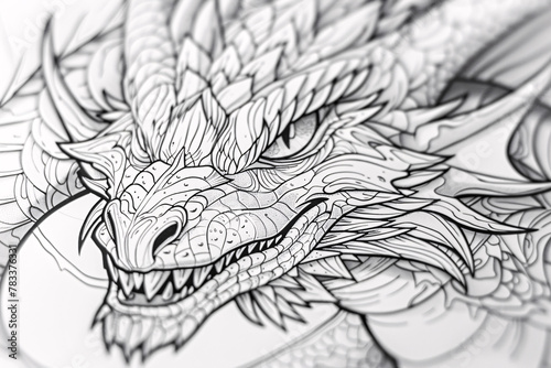 Dragon head with intricate scales photo